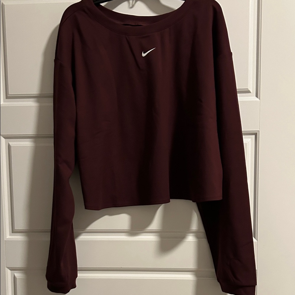 Nike Women's Dark Red Cropped Sweatshirt